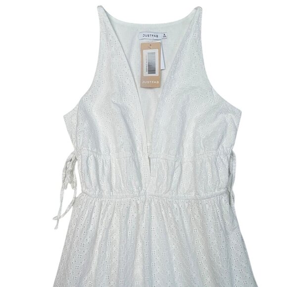 *New Just Fab Dress M White Eyelet Lace Romantic Wedding Whimsical Fairy Prairie - Picture 2 of 6